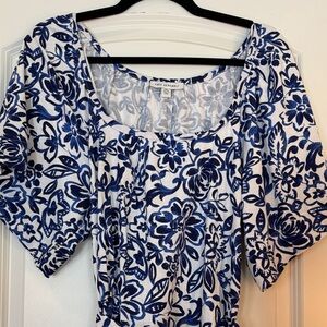 Blue Floral Midi Dress